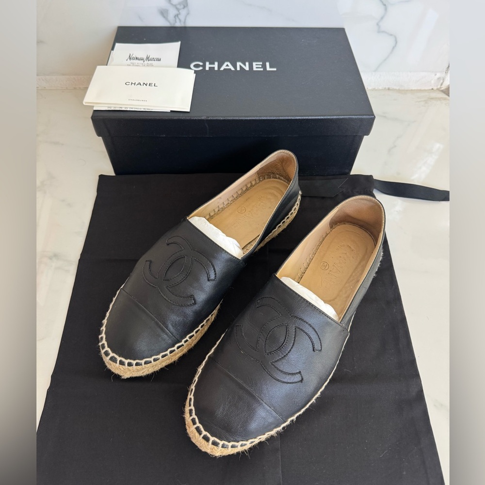 CHANEL Black Espadrilles